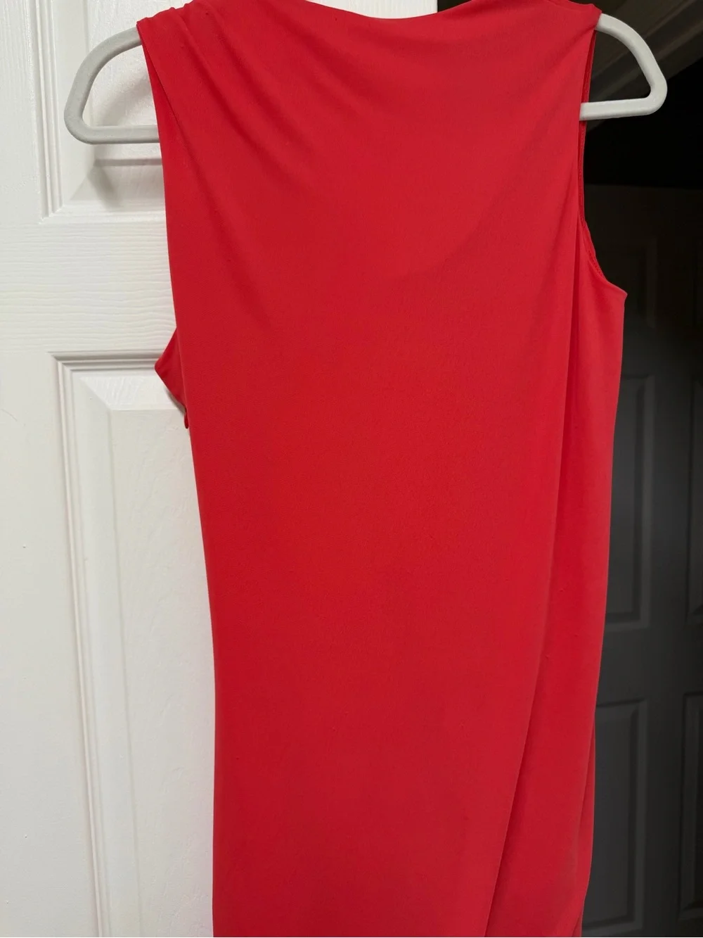 Halston Heritage Cowl Neck Ruched Dress Poppy Red Coral Size M